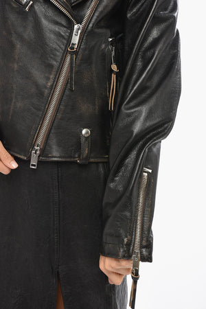 Bikerjacke aus Leder im Vintage-Look L-EDMEA-CL