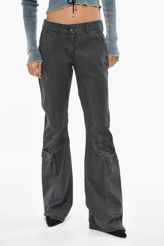 Cargo Trousers P-OWER Boot Cut with Logo Button
