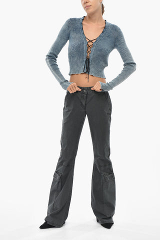 Cargo Trousers P-OWER Boot Cut with Logo Button