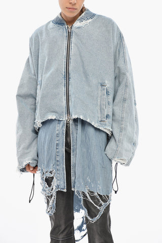 Denim Maxi Jacket DE-EDIT Distressed Effect