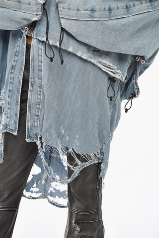Denim Maxi Jacket DE-EDIT Distressed Effect