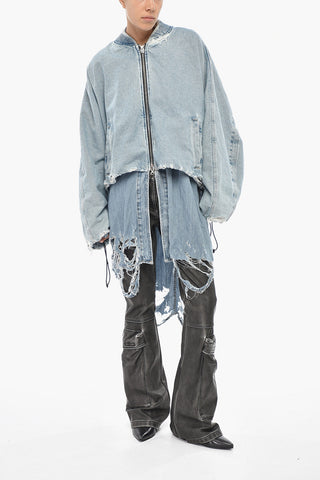 Denim Maxi Jacket DE-EDIT Distressed Effect