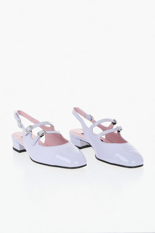 Leather Bicolor Double-Buckle Slingback Pumps 4.5cm
