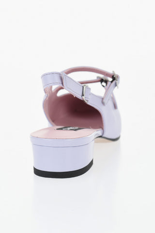 Leather Bicolor Double-Buckle Slingback Pumps 4.5cm