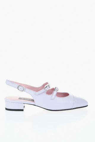 Leather Bicolor Double-Buckle Slingback Pumps 4.5cm