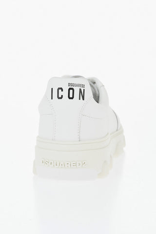 ICON 가죽 로우탑 BASKET 스니커즈, 단색, 대비 로고 및 로고 각인 밑창