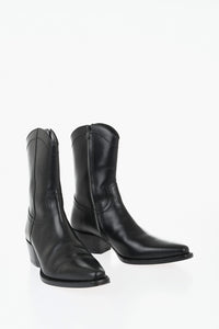 Leather Texan Boots ARIZONA in Solid Color with Inner Zip 5cm
