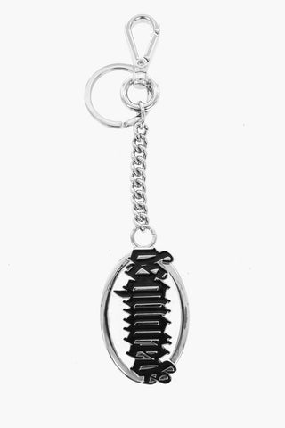 Metal Keychain with Logo Plate in Gothic Script