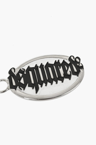Metal Keychain with Logo Plate in Gothic Script