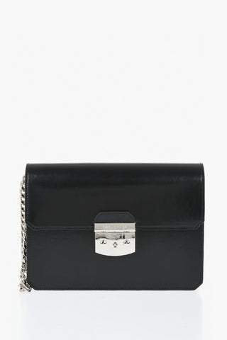 Leather Clutches with Silvered Mirrored-Effect Closure