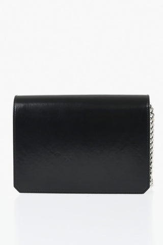 Leather Clutches with Silvered Mirrored-Effect Closure