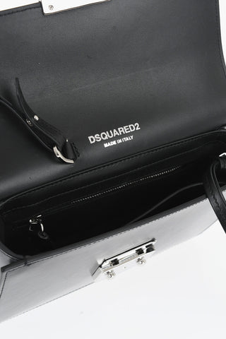 Leather Clutches with Silvered Mirrored-Effect Closure