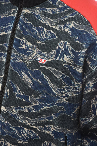 Patterned Cotton Sweater K-CALO with Zip Closure