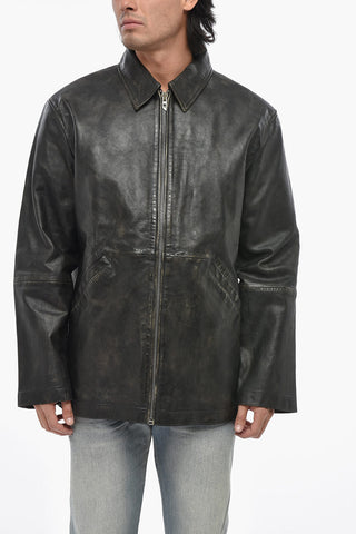 Vintage-Effect Leather Jacket L-STOLLER