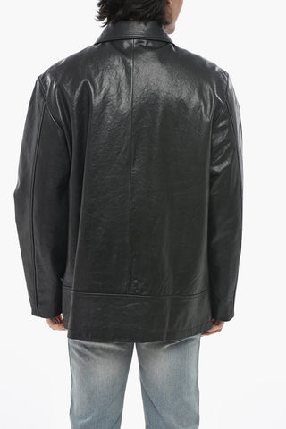 Leather Coach Jacket L-JESS With Buttons
