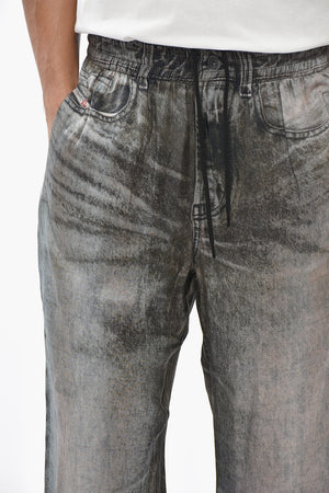 Pantaloni Casual P-THECK-LKCT Effetto Jeans con Elastico in Vita