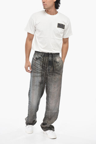 Pantaloni Casual P-THECK-LKCT Effetto Jeans con Elastico in Vita
