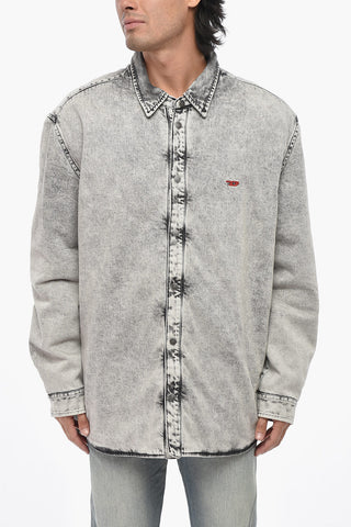 Denim Overshirt D-FLAIM-S Bleached Effect
