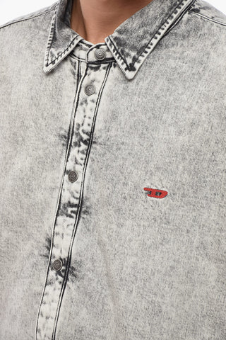 Denim Overshirt D-FLAIM-S Bleached Effect