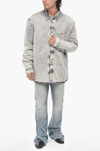 Denim Overshirt D-FLAIM-S Bleached Effect