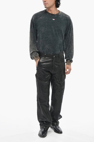 Pantaloni Cargo P-GAST in Pelle a Tinta Unita