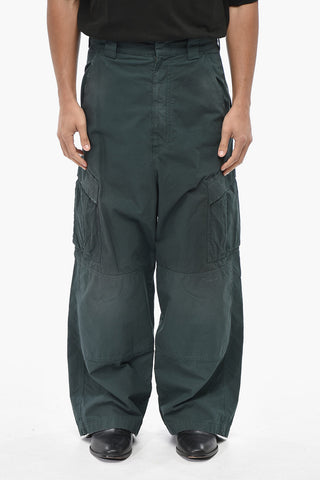 Lightweight Cotton Wide-Leg Cargo Pants