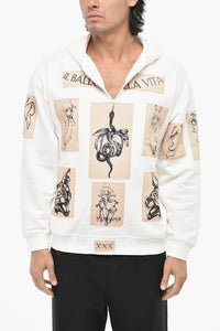 DAMIANO DAVID Felpa Hoodie IL BALLO DELLA VITA in Cotone Garzato con Dettagli a Contrasto