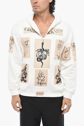 DAMIANO DAVID Brushed Cotton Hoodie IL BALLO DELLA VITA with Contrast Details