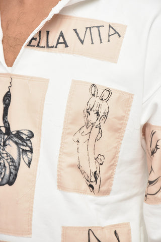 DAMIANO DAVID Brushed Cotton Hoodie IL BALLO DELLA VITA with Contrast Details