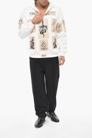 DAMIANO DAVID Brushed Cotton Hoodie IL BALLO DELLA VITA with Contrast Details