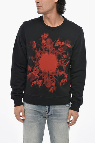 Sweatshirt mit Rundhalsausschnitt S-GINN-T3 aus aufgerauter Baumwolle mit Druck