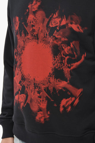 Sweatshirt mit Rundhalsausschnitt S-GINN-T3 aus aufgerauter Baumwolle mit Druck