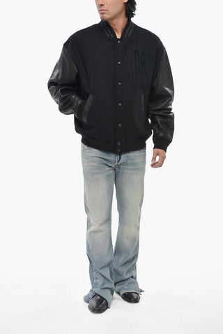 Wool Bomber L-NYMAN with Monogram and Leather Sleeves