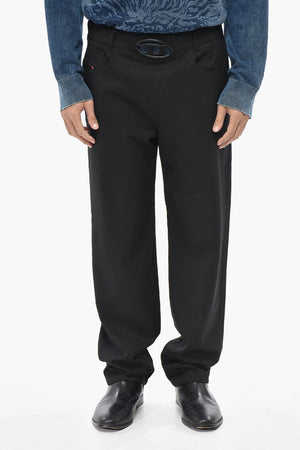 Pantaloni P-DMAX in Misto Lana con Logo Cut Out in Metallo