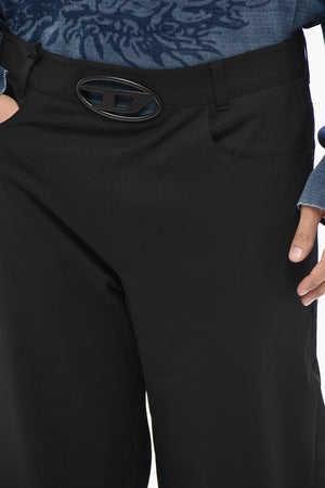 Pantaloni P-DMAX in Misto Lana con Logo Cut Out in Metallo