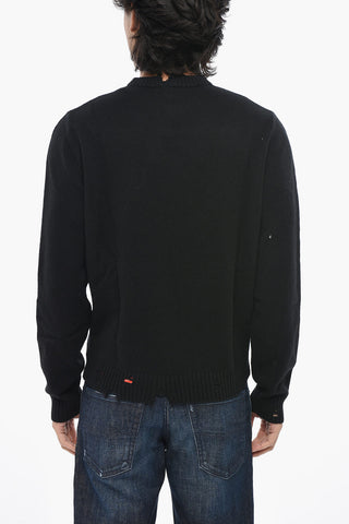 Wool Crewneck Sweater K-LARENCE-CREW-OUT With Distressed Hem
