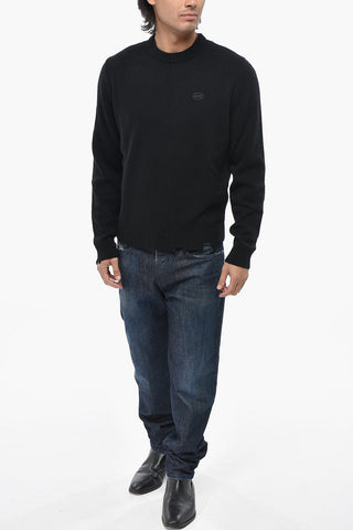 Wool Crewneck Sweater K-LARENCE-CREW-OUT With Distressed Hem