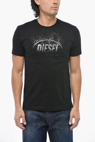 Solid-Color Crewneck T-Shirt T-DIEGOR-FROST with Tone-on-Tone Logo