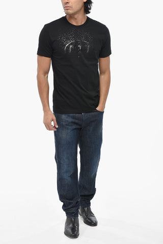 Solid-Color Crewneck T-Shirt T-DIEGOR-FROST with Tone-on-Tone Logo