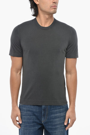 Pure Cotton Crew-Neck T-Shirt - Solid Color
