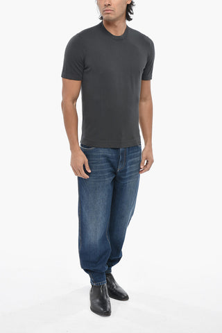 Pure Cotton Crew-Neck T-Shirt - Solid Color