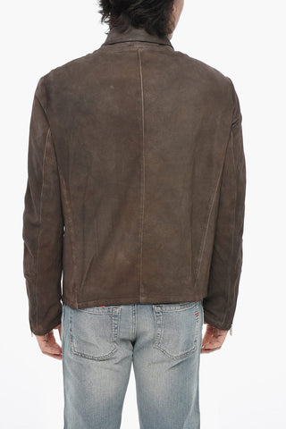 Leather Jacket L-CROMBE with Zipped Sleeves