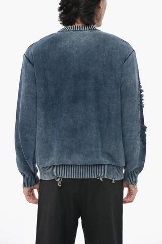 Crewneck Sweater K-ROTTISSIMO Vintage Effect with Jacquard Logo