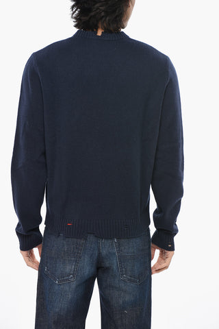 Wool Crewneck Sweater K-LARENCE-CREW-OUT With Distressed Hem