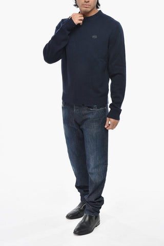 Wool Crewneck Sweater K-LARENCE-CREW-OUT With Distressed Hem