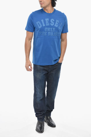 T-Shirt Girocollo T-JUST 250216 OFF in Tinta Unita Con Ricamo sul Fronte