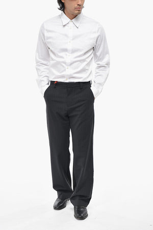Pinstriped Virgin Wool-Blend Trousers P-WIRE