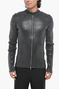 Maglia K-DARGY-D a Costine con Chiusura Zip e Finitura Lucida