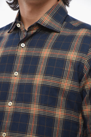 Casual Plaid Shirt with French Collar