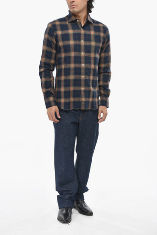 Casual Plaid Shirt with French Collar